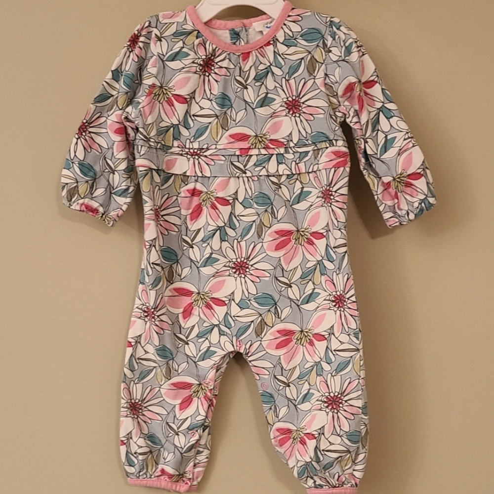 Floral long sleeved footless romper
